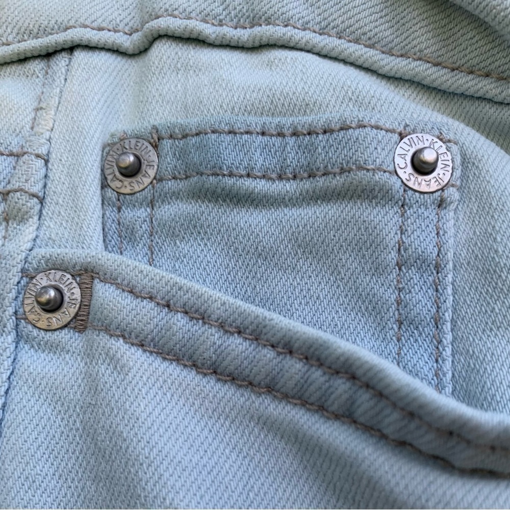CALVIN KLEIN light blue denim skinny straight leg designer jeans - Picture 3 of 9